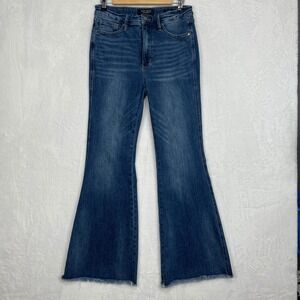 Judy Blue Flare Jeans Womens 11/30 Blue High Rise Frayed Raw Hem JB88681 MD